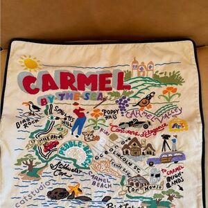Carmel By The Sea Hand-Embroidered Pillow, Organic Cotton, catstudio